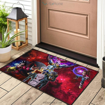 Dragon Ball Anime DB Super Saiyan Goku Vs Villains Red Galaxy Door Mat Home Decor