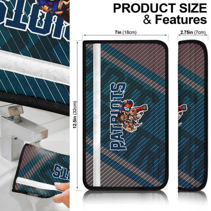 New England Patriots American Football Team Big Player Man Holding Rugby Ball And Running Seat Belt Covers