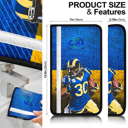 Los Angeles Rams American Football Team Raymond Calais 30 Grab Rugby Ball Running Blue Yellow Seat Belt Covers