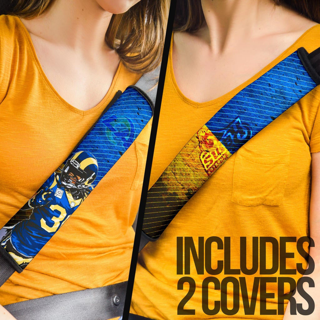 Los Angeles Rams American Football Team Raymond Calais 30 Grab Rugby Ball Running Blue Yellow Seat Belt Covers