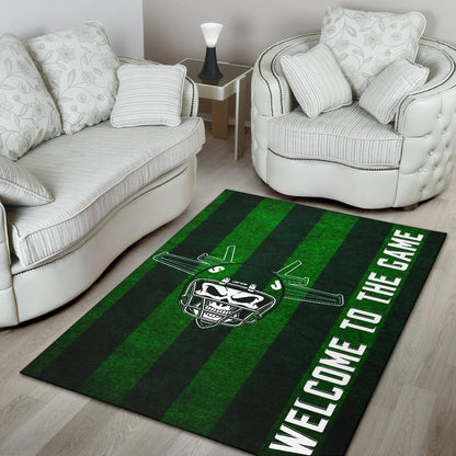New York American Football Jets Football Skull Wearing Helmet Welcome To The Game Area Rug Home Decor