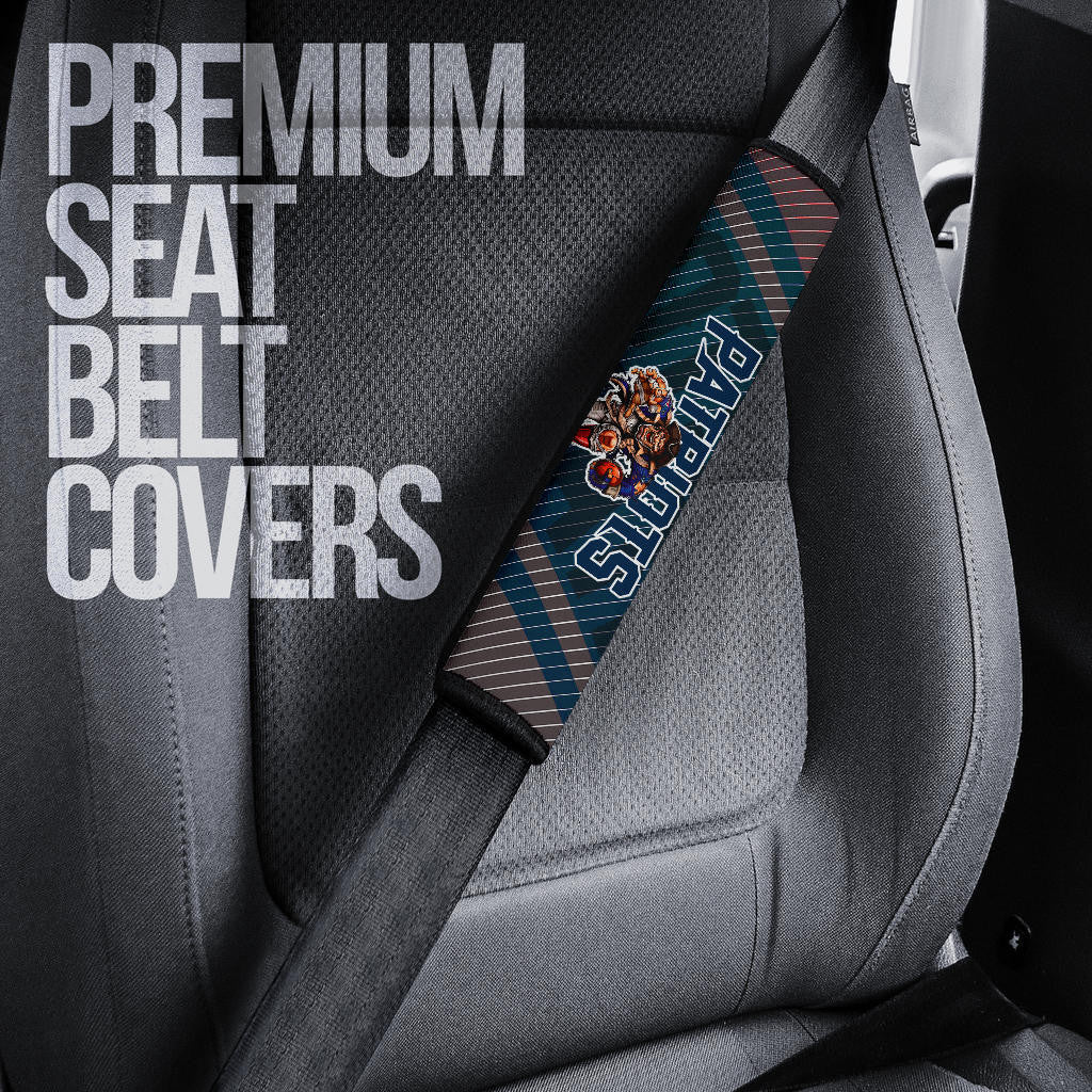 New England Patriots American Football Team Big Player Man Holding Rugby Ball And Running Seat Belt Covers