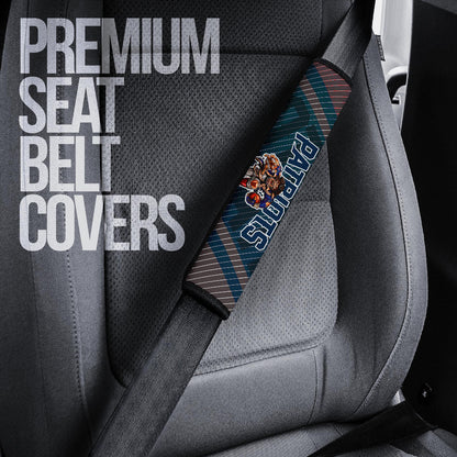 New England Patriots American Football Team Big Player Man Holding Rugby Ball And Running Seat Belt Covers