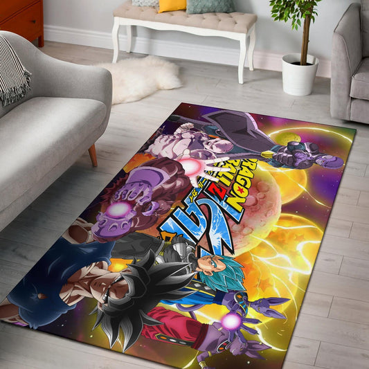 Dragon Ball Anime DB Text Main Characters Orange Balls Area Rug Home Decor