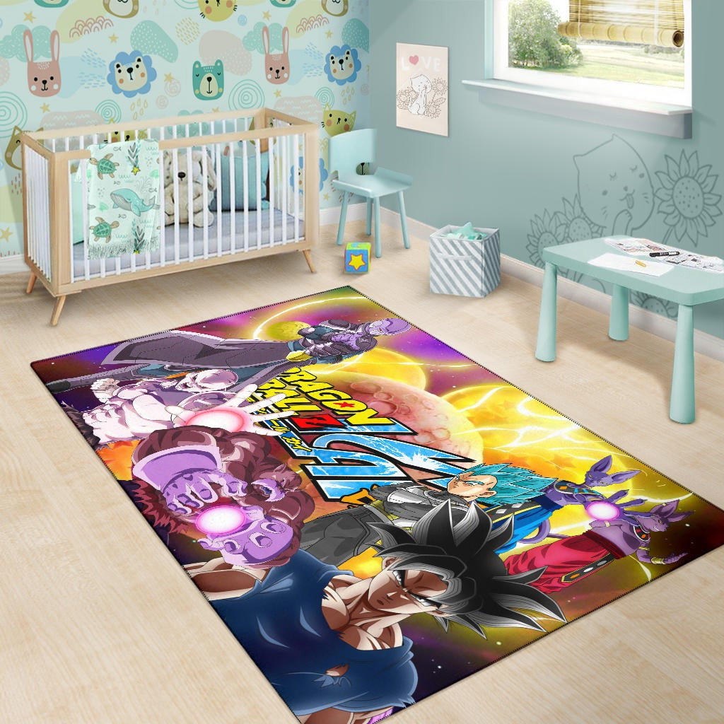 Dragon Ball Anime DB Text Main Characters Orange Balls Area Rug Home Decor