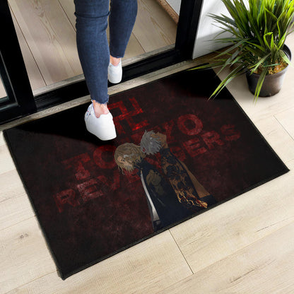 Tokyo Revengers Anime Mikey And Grey Hair Mate Dark Red Door Mat Home Decor