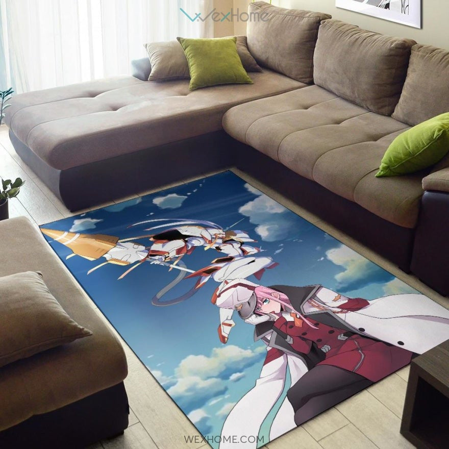 Darling In The Franxx Anime Captain Zero Two With Darling Strelitzia Ready For Fight Area Rug Home Decor