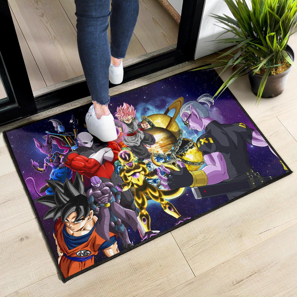 Dragon Ball Anime DB Goku Vs Villains Purple Galaxy Door Mat Home Decor
