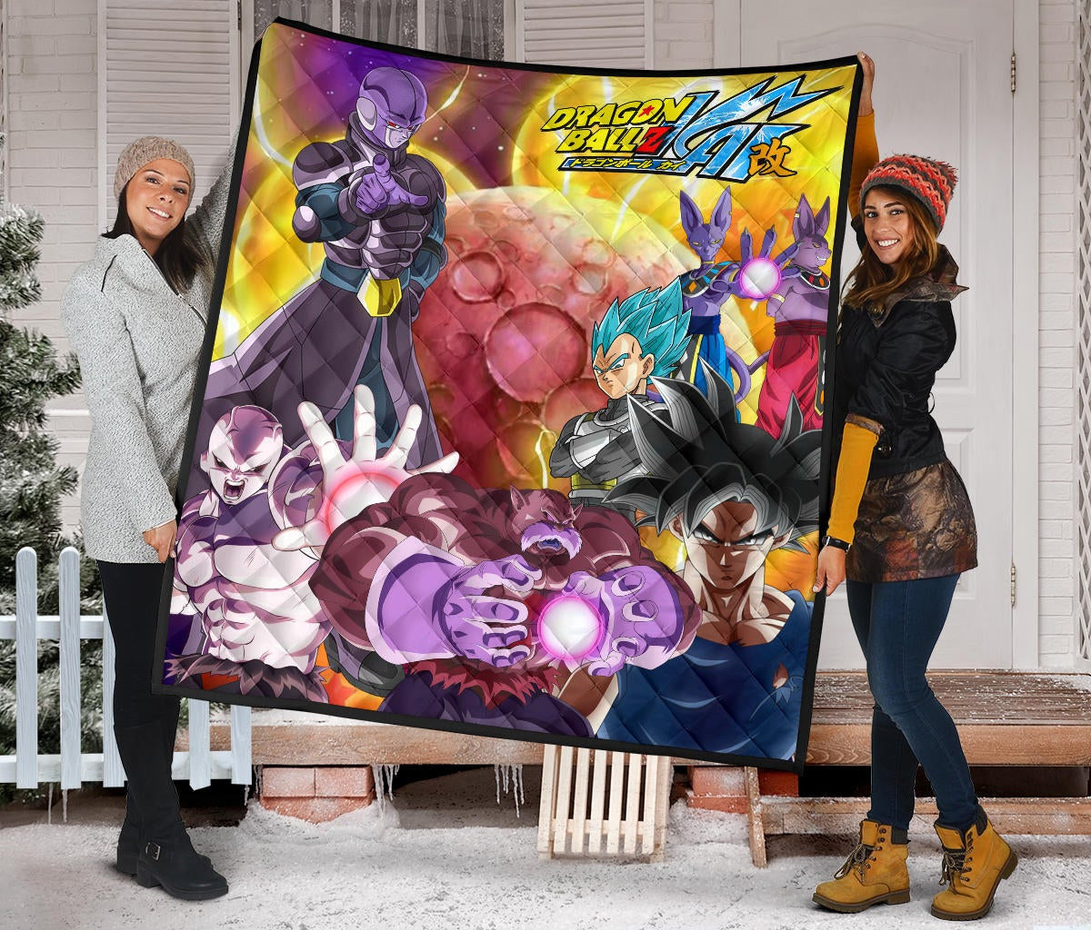 Dragon Ball Anime DB Text Main Characters Orange Balls Premium Quilt Blanke