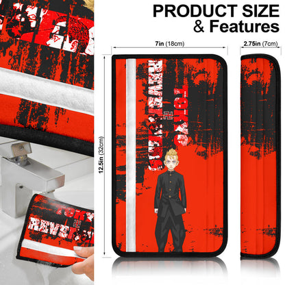Tokyo Revengers Manga Anime Takemichi Hanagaki No Emotion Black And Red Seat Belt Covers