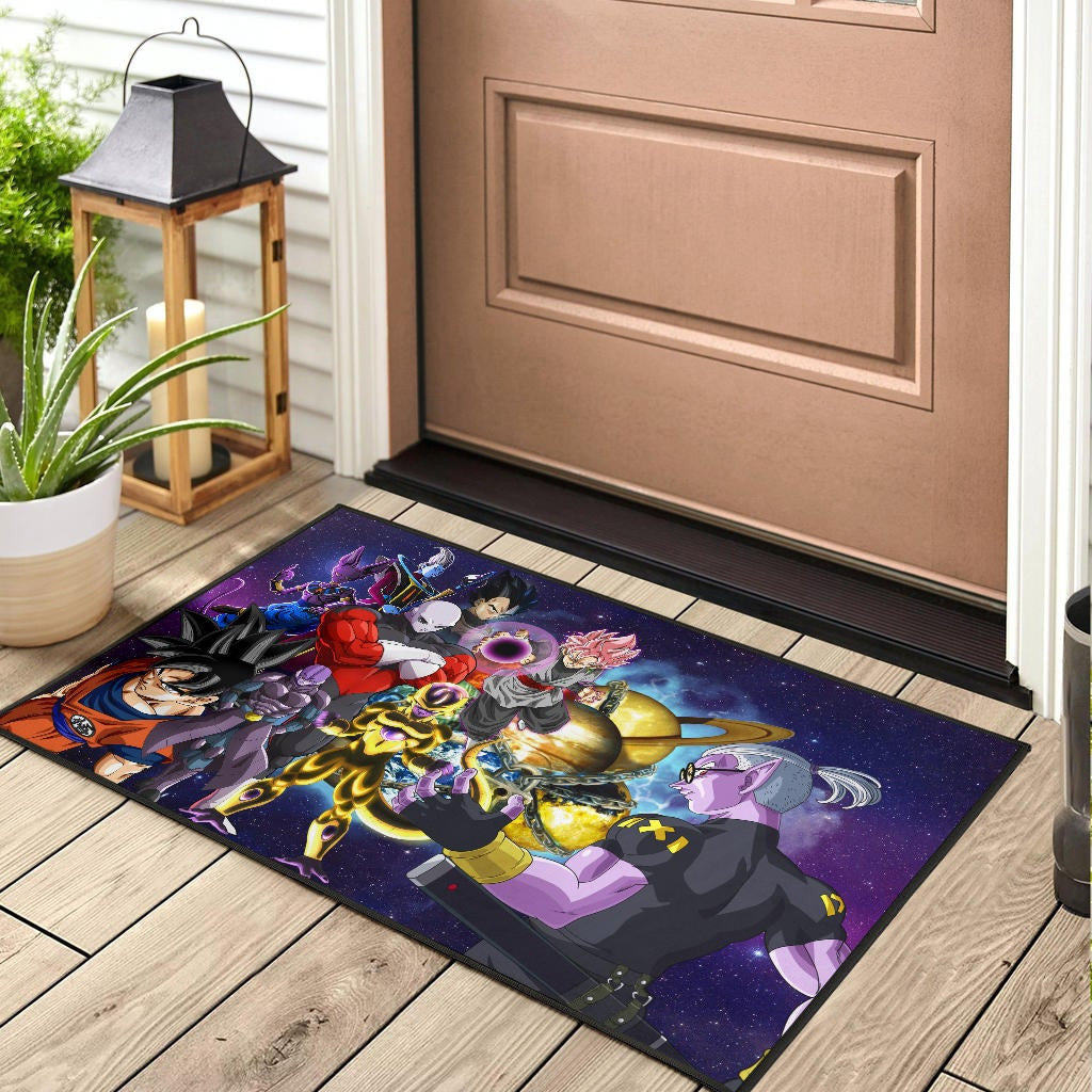 Dragon Ball Anime DB Goku Vs Villains Purple Galaxy Door Mat Home Decor
