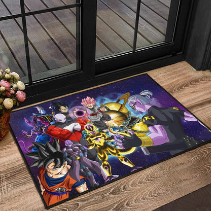 Dragon Ball Anime DB Goku Vs Villains Purple Galaxy Door Mat Home Decor