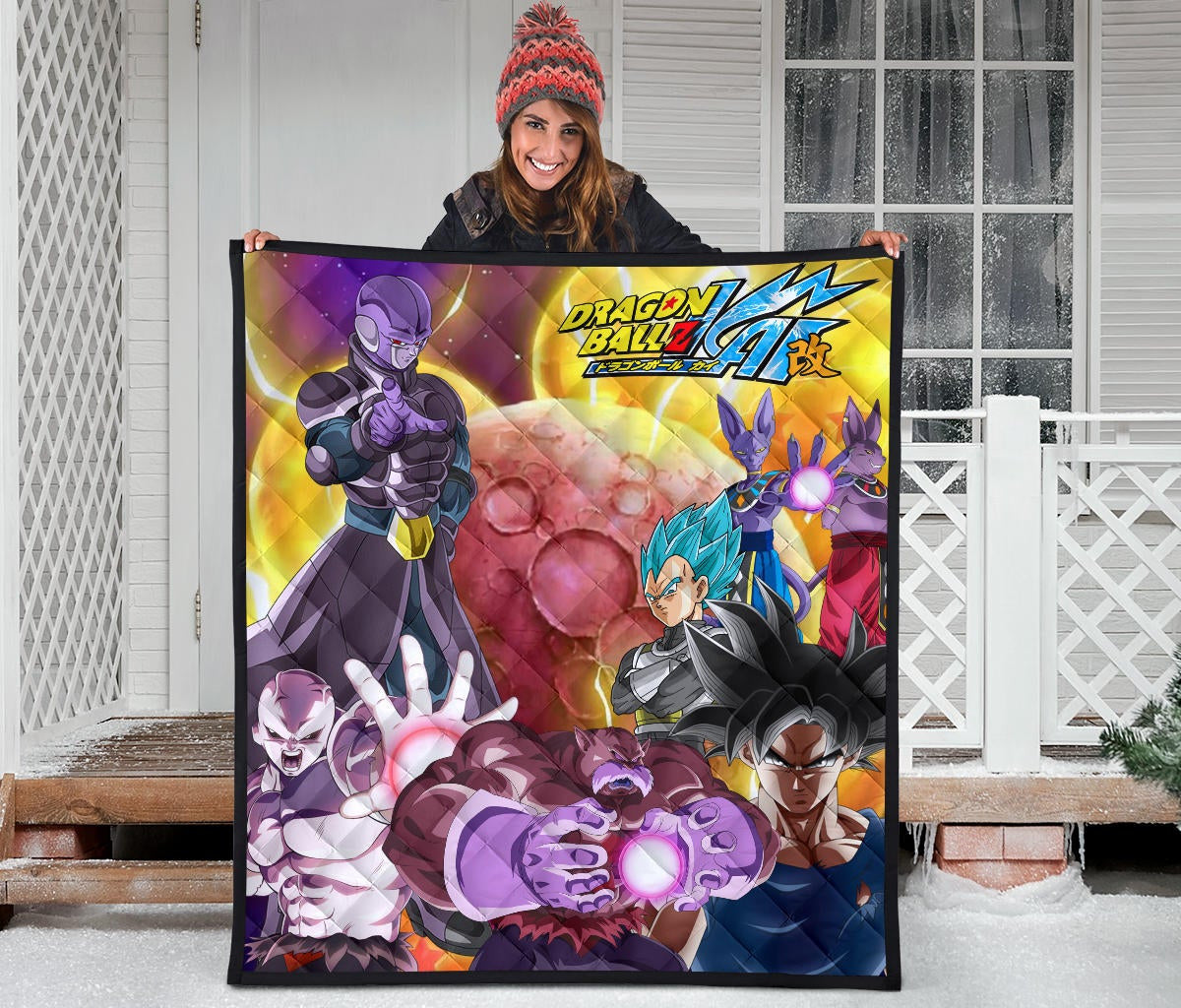 Dragon Ball Anime DB Text Main Characters Orange Balls Premium Quilt Blanke