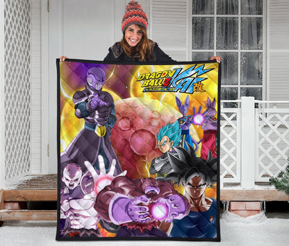 Dragon Ball Anime DB Text Main Characters Orange Balls Premium Quilt Blanke