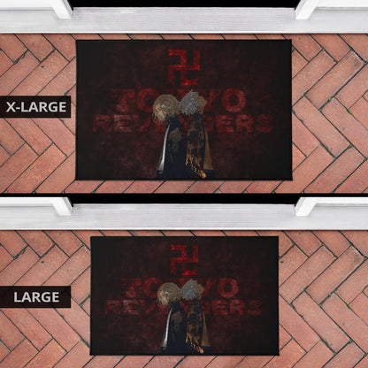 Tokyo Revengers Anime Mikey And Grey Hair Mate Dark Red Door Mat Home Decor