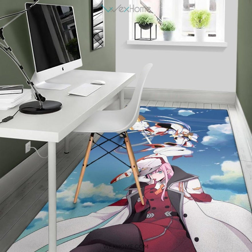 Darling In The Franxx Anime Captain Zero Two With Darling Strelitzia Ready For Fight Area Rug Home Decor