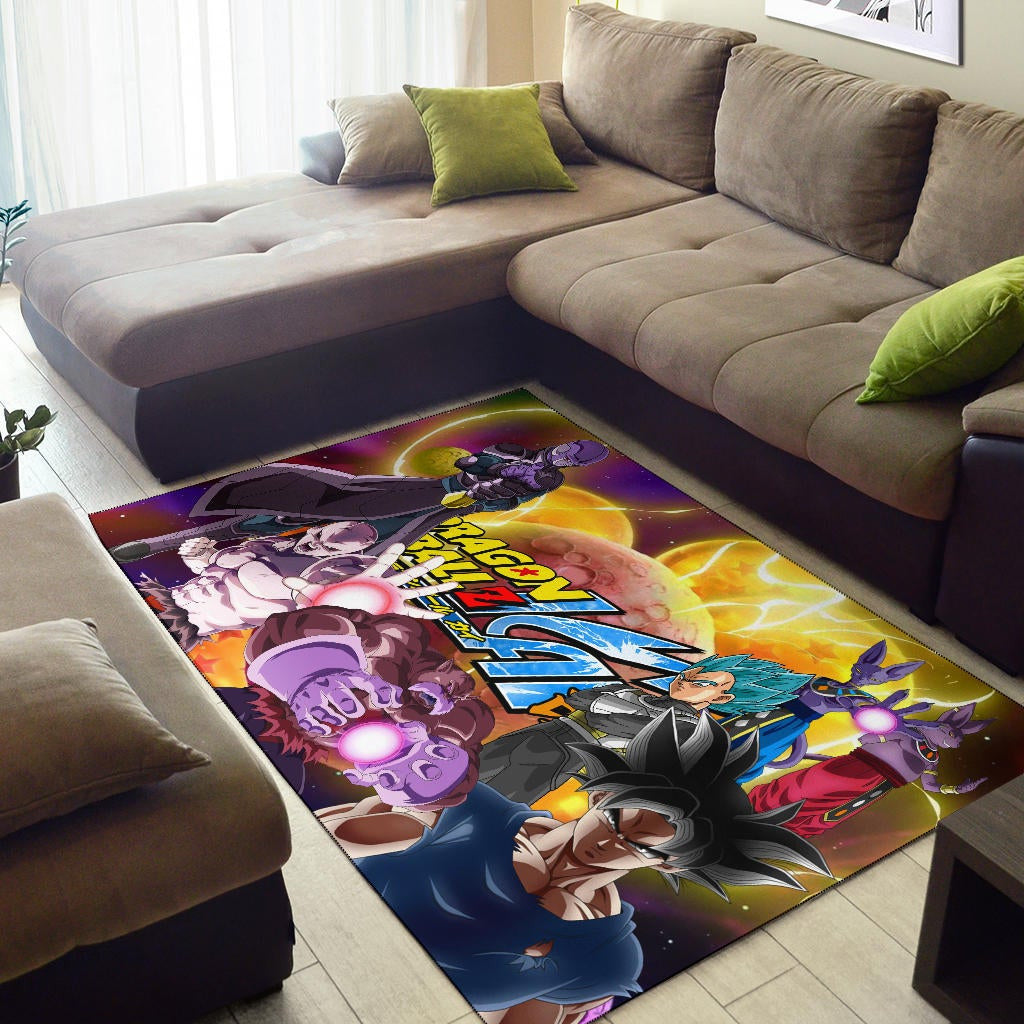 Dragon Ball Anime DB Text Main Characters Orange Balls Area Rug Home Decor