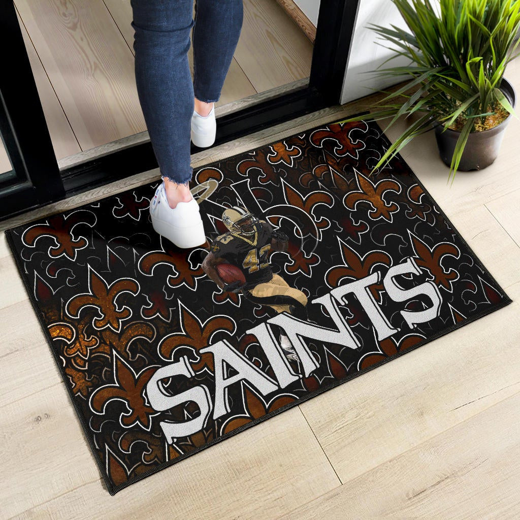 New Orleans Saints American Football Marcus Williams 43 Running Saints Doodle Door Mat Home Decor