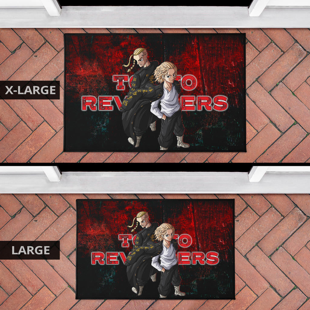 Tokyo Revengers Anime Mikey And Draken No Emotional Face Black And Red Theme Door Mat Home Decor