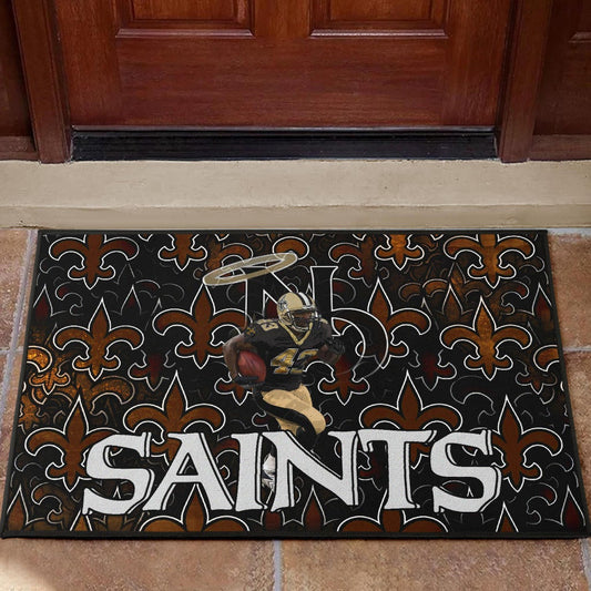 New Orleans Saints American Football Marcus Williams 43 Running Saints Doodle Door Mat Home Decor