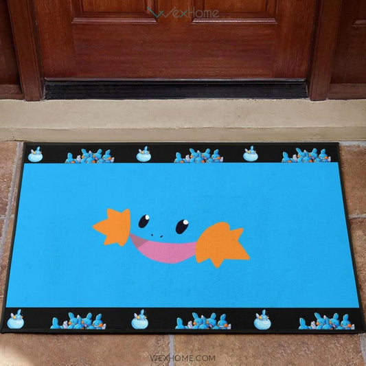Pokemon Anime Mudkip Water Pokemon Face Blue Door Mat Home Decor