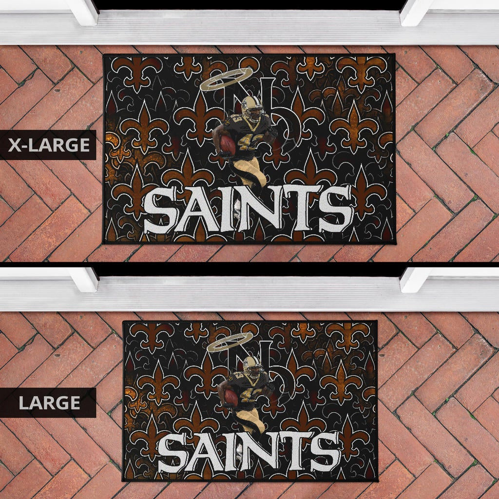 New Orleans Saints American Football Marcus Williams 43 Running Saints Doodle Door Mat Home Decor