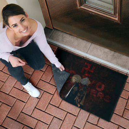 Tokyo Revengers Anime Mikey And Grey Hair Mate Dark Red Door Mat Home Decor