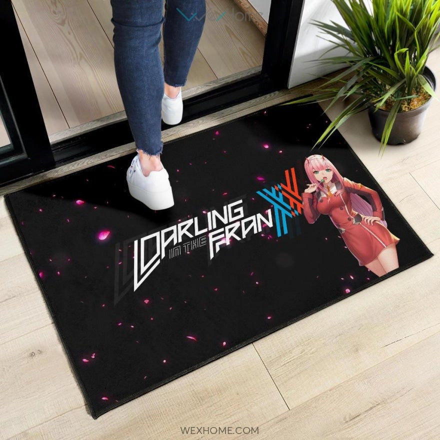 Darling In The Franxx Anime Sexy Zero Two Eating Candy Cherry Blossom Door Mat Home Decor