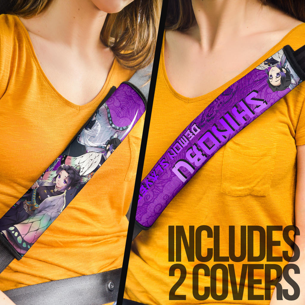 Demon Slayer Anime Shinobu Power Purple Vintage Theme Seat Belt Covers