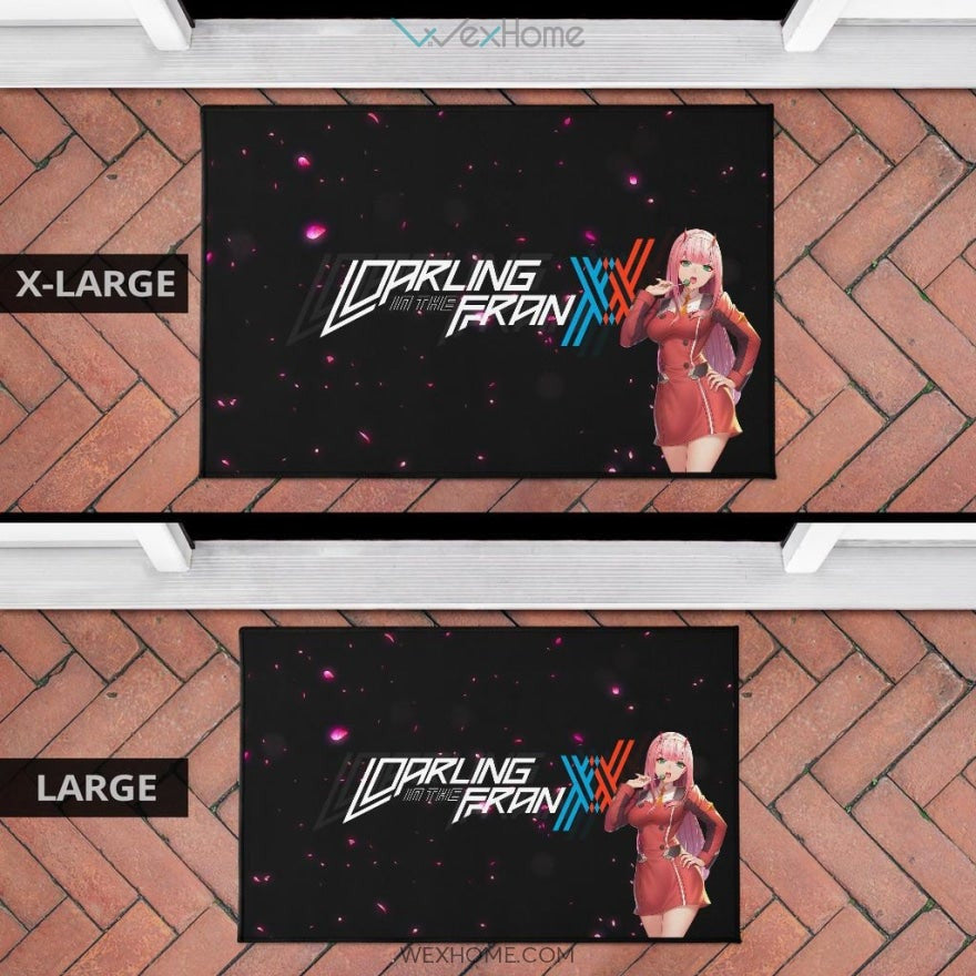 Darling In The Franxx Anime Sexy Zero Two Eating Candy Cherry Blossom Door Mat Home Decor