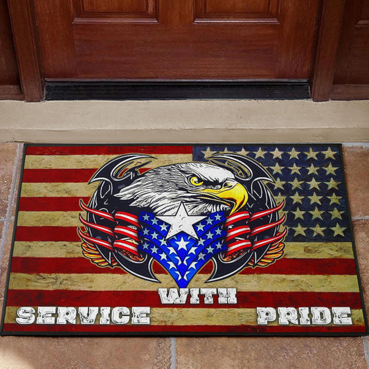 US Independence Day Eagle Service With Pride US Flag Door Mat Home Decor