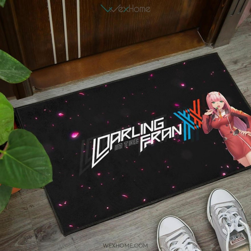 Darling In The Franxx Anime Sexy Zero Two Eating Candy Cherry Blossom Door Mat Home Decor