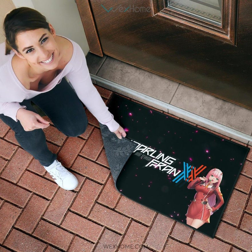 Darling In The Franxx Anime Sexy Zero Two Eating Candy Cherry Blossom Door Mat Home Decor