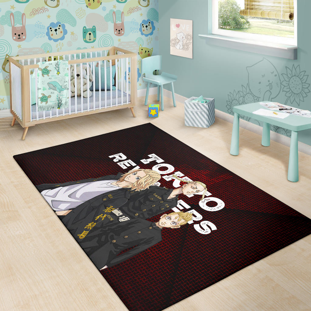 Tokyo Revengers Anime Mikey Brothers Uniform Red Steel Area Rug Home Decor