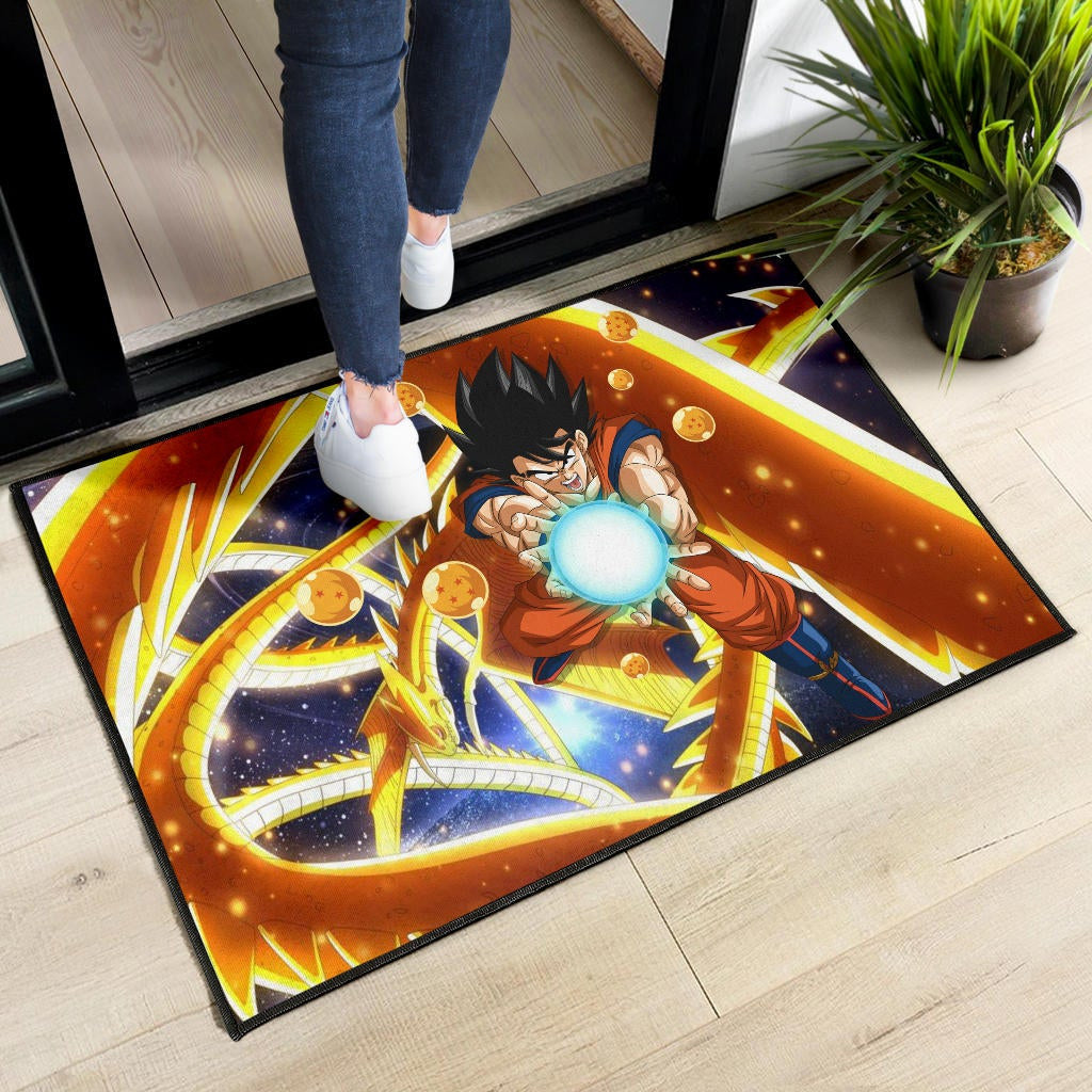 Dragon Ball Anime DB Goku Fighting With Golden Shenron Dragon Door Mat Home Decor