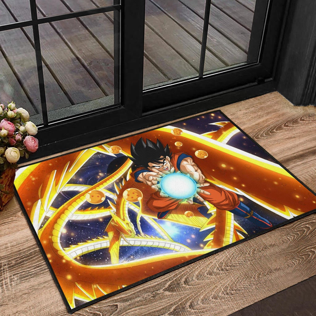 Dragon Ball Anime DB Goku Fighting With Golden Shenron Dragon Door Mat Home Decor