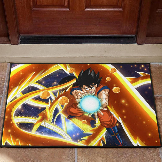 Dragon Ball Anime DB Goku Fighting With Golden Shenron Dragon Door Mat Home Decor