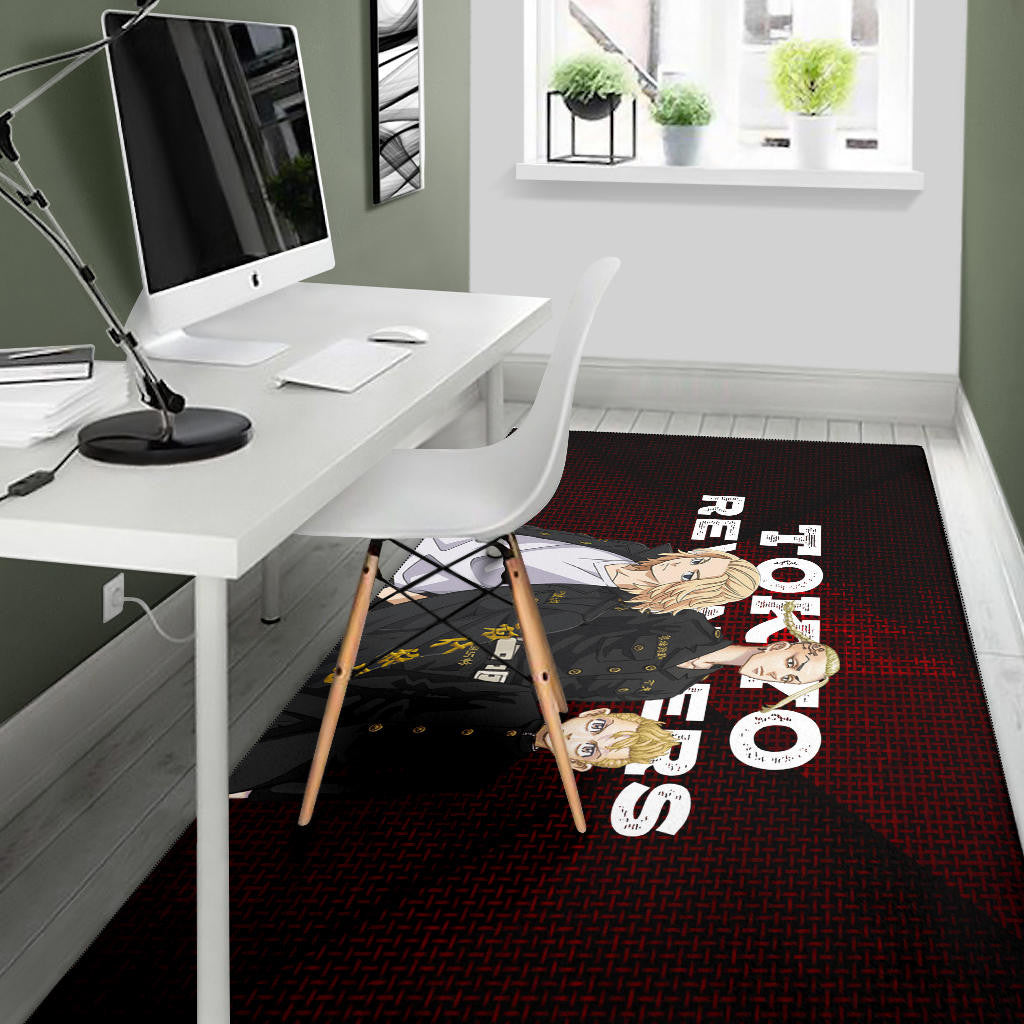 Tokyo Revengers Anime Mikey Brothers Uniform Red Steel Area Rug Home Decor