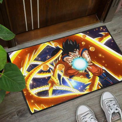 Dragon Ball Anime DB Goku Fighting With Golden Shenron Dragon Door Mat Home Decor