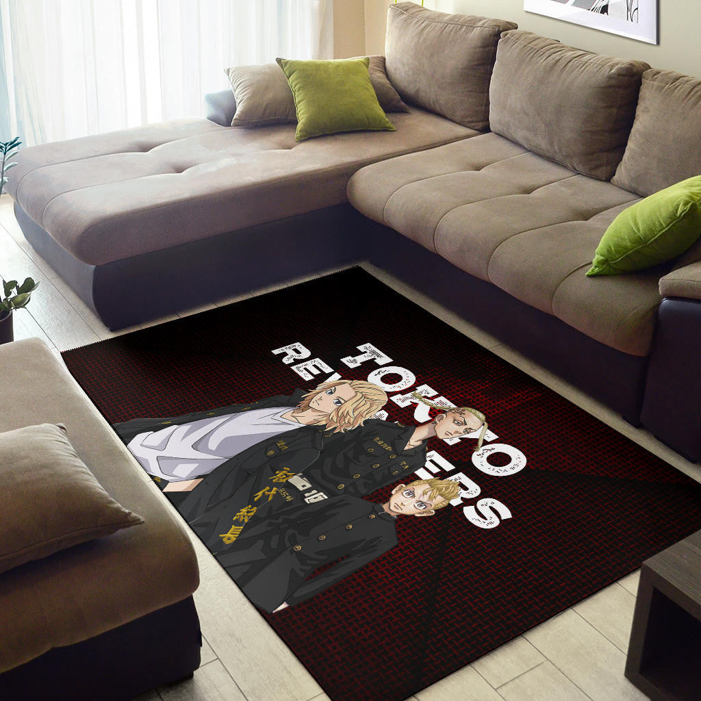 Tokyo Revengers Anime Mikey Brothers Uniform Red Steel Area Rug Home Decor