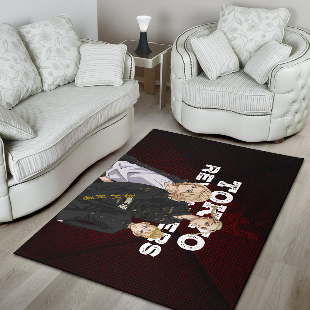 Tokyo Revengers Anime Mikey Brothers Uniform Red Steel Area Rug Home Decor