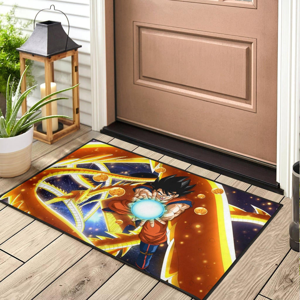 Dragon Ball Anime DB Goku Fighting With Golden Shenron Dragon Door Mat Home Decor