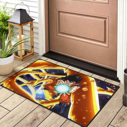Dragon Ball Anime DB Goku Fighting With Golden Shenron Dragon Door Mat Home Decor