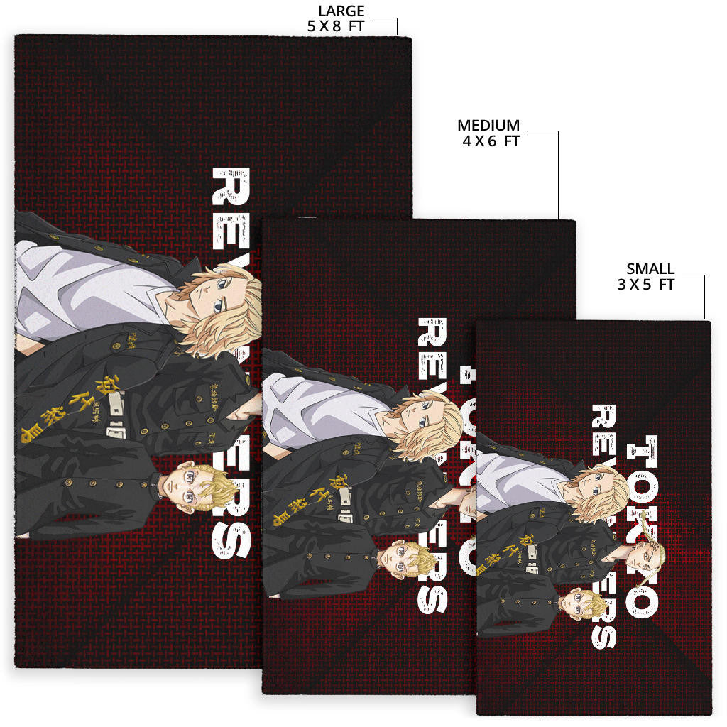 Tokyo Revengers Anime Mikey Brothers Uniform Red Steel Area Rug Home Decor