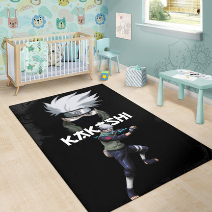 Naruto Anime Kakashi Hatake Sharingan Copy Ninja Black Area Rug Home Decor