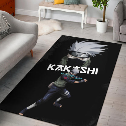 Naruto Anime Kakashi Hatake Sharingan Copy Ninja Black Area Rug Home Decor