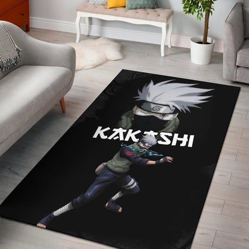 Naruto Anime Kakashi Hatake Sharingan Copy Ninja Black Area Rug Home Decor