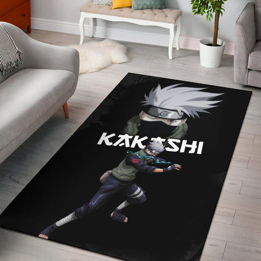 Naruto Anime Kakashi Hatake Sharingan Copy Ninja Black Area Rug Home Decor