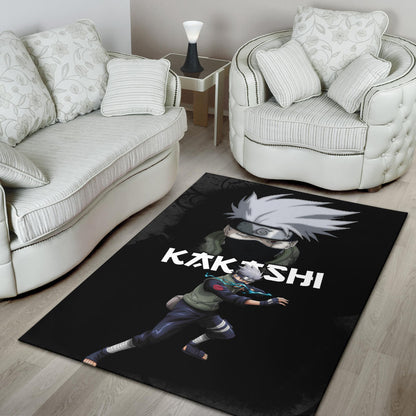 Naruto Anime Kakashi Hatake Sharingan Copy Ninja Black Area Rug Home Decor