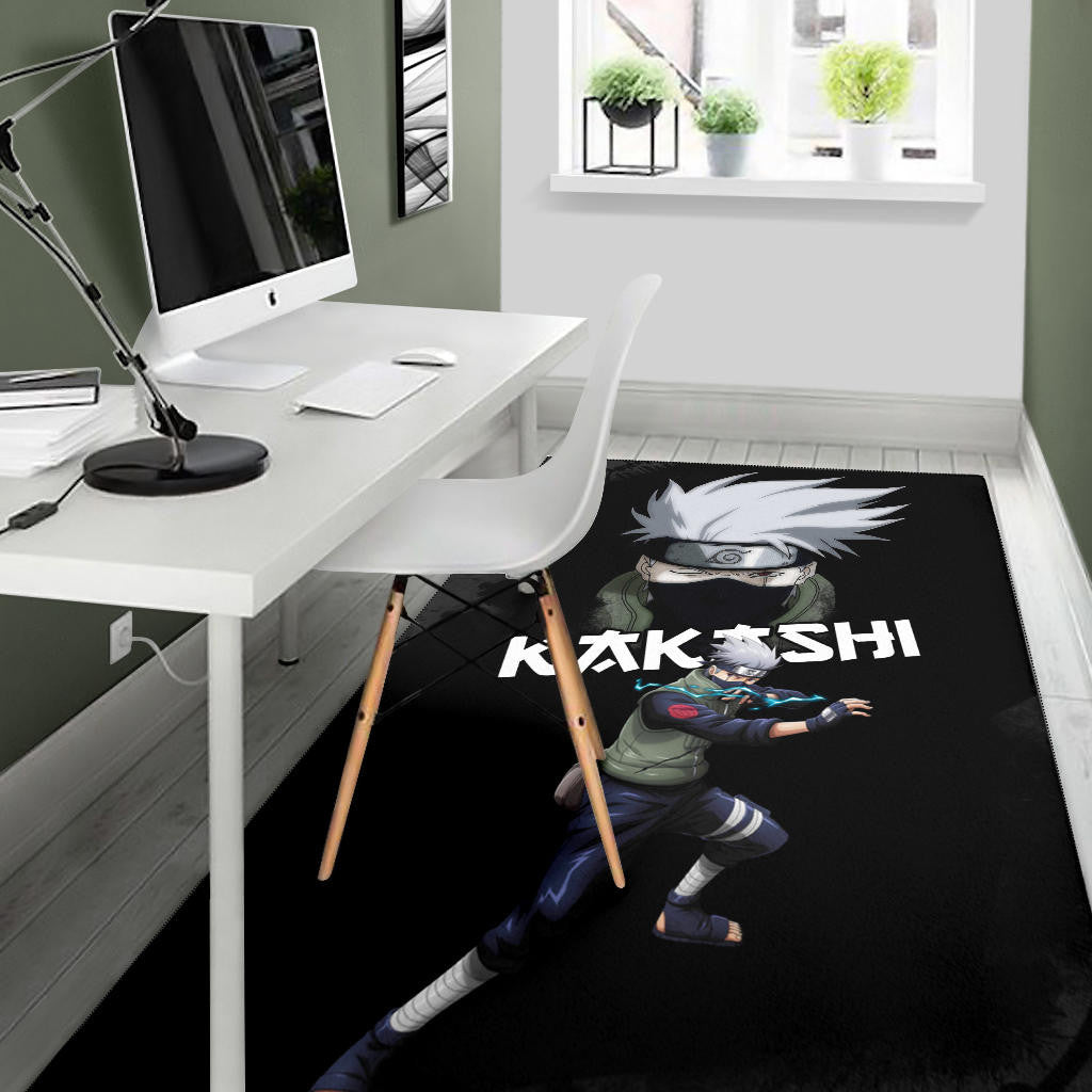 Naruto Anime Kakashi Hatake Sharingan Copy Ninja Black Area Rug Home Decor